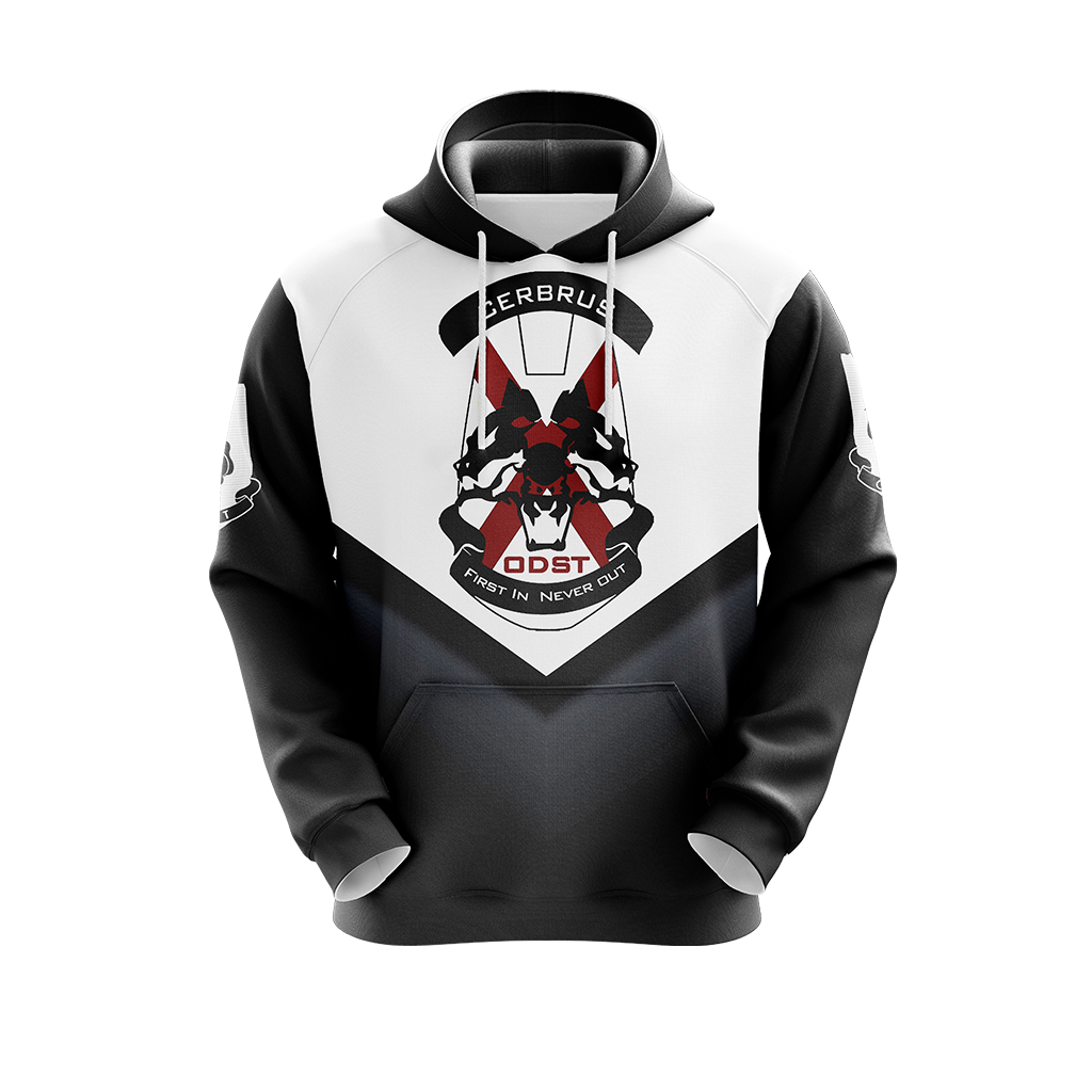 Halo Hoodie Halo Odst First In Never Out Hoodie White Black Unisex - Cozy Hoodie For Cold Weather