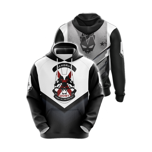 Halo Hoodie Halo Odst First In Never Out Hoodie White Black Unisex - Cozy Hoodie For Cold Weather