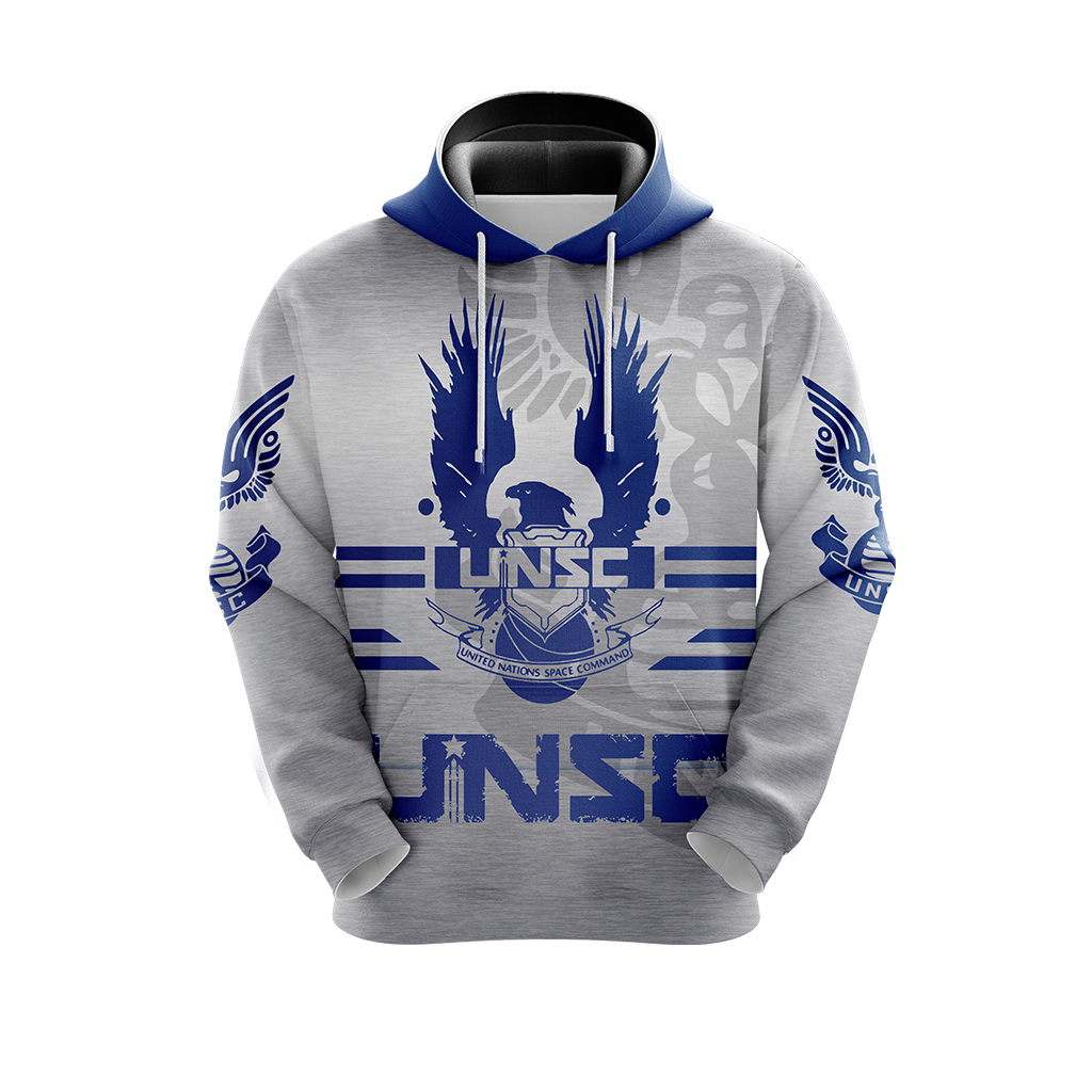 Halo Hoodie Unsc Logo Halo Infinite Eagle Graphic Hoodie White Blue Unisex - Cozy Hoodie For Cold Weather