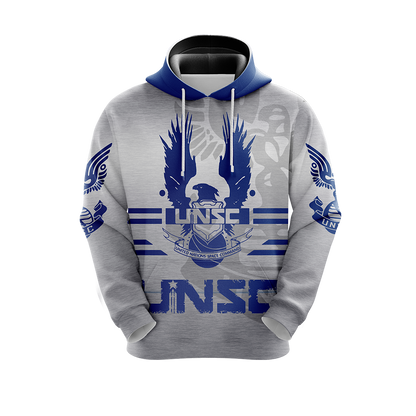 Halo Hoodie Unsc Logo Halo Infinite Eagle Graphic Hoodie White Blue Unisex - Cozy Hoodie For Cold Weather