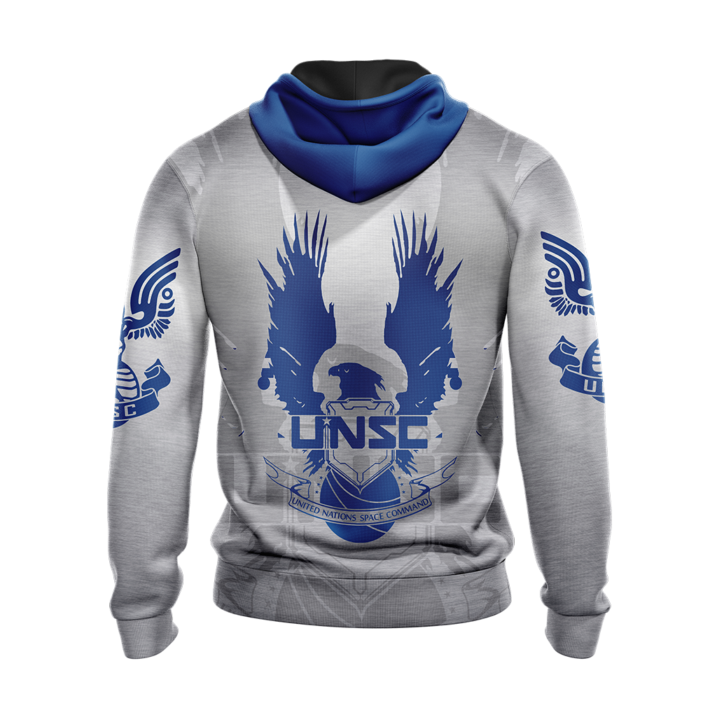 Halo Hoodie Unsc Logo Halo Infinite Eagle Graphic Hoodie White Blue Unisex - Cozy Hoodie For Cold Weather