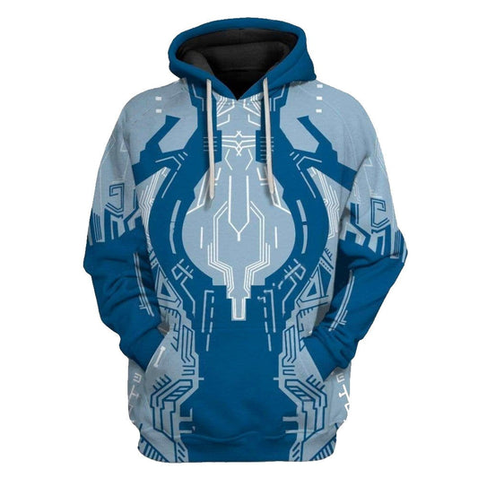 Halo Hoodie Halo 4 Cortana Costume T-Shirt Blue Unisex - Trendy Gift For Men & Women