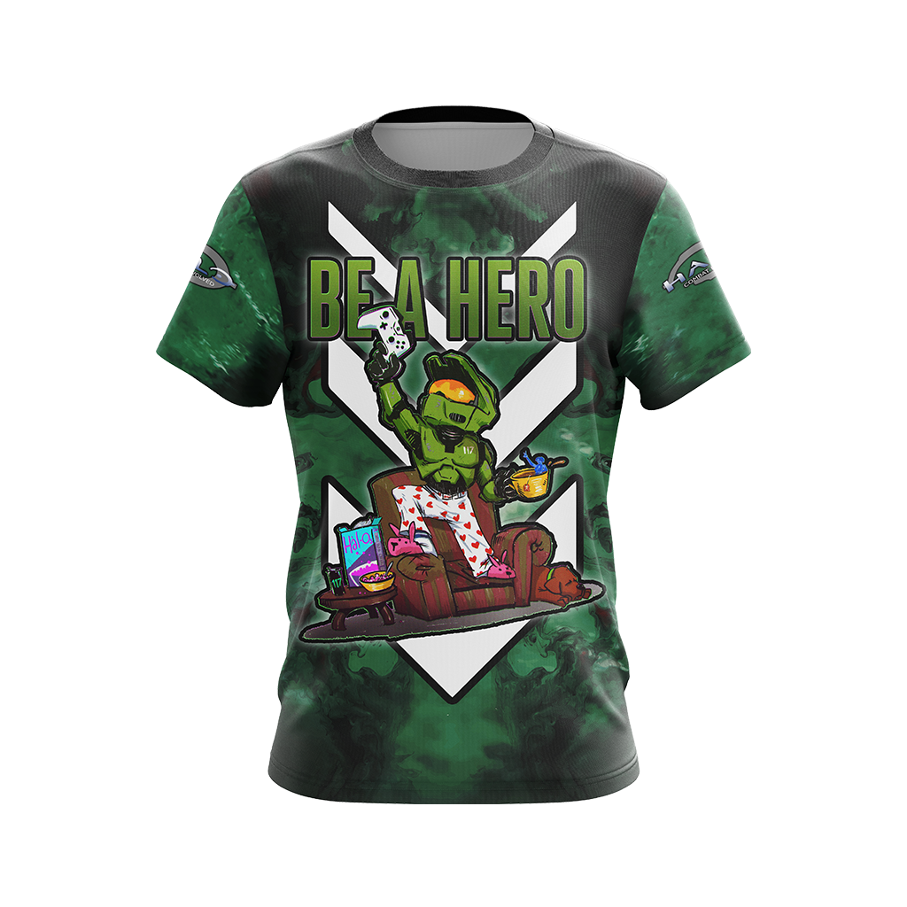 Halo T-Shirt Be A Hero Stay Home T-Shirt Green Unisex - Trendy Gift For Men & Women