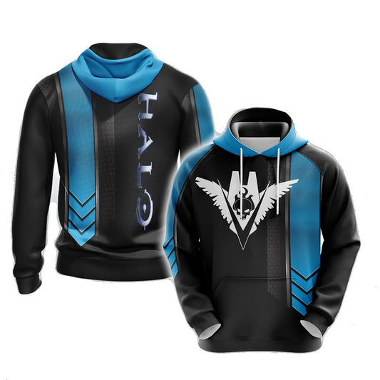Halo Hoodie Halo Fireteam Raven Hoodie Black Blue Unisex - Cozy Hoodie For Cold Weather