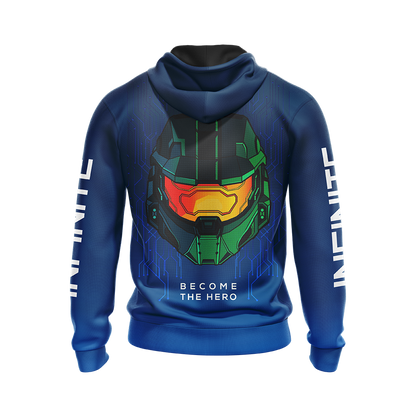 Halo Hoodie Halo Infinite Become The Hero Hoodie Blue Unisex - Cozy Hoodie For Cold Weather