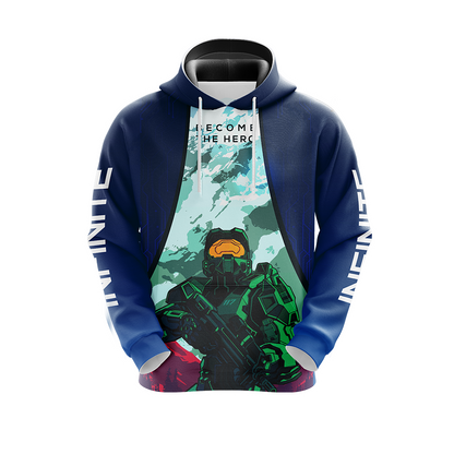 Halo Hoodie Halo Infinite Become The Hero Hoodie Blue Unisex - Cozy Hoodie For Cold Weather