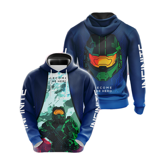Halo Hoodie Halo Infinite Become The Hero Hoodie Blue Unisex - Cozy Hoodie For Cold Weather
