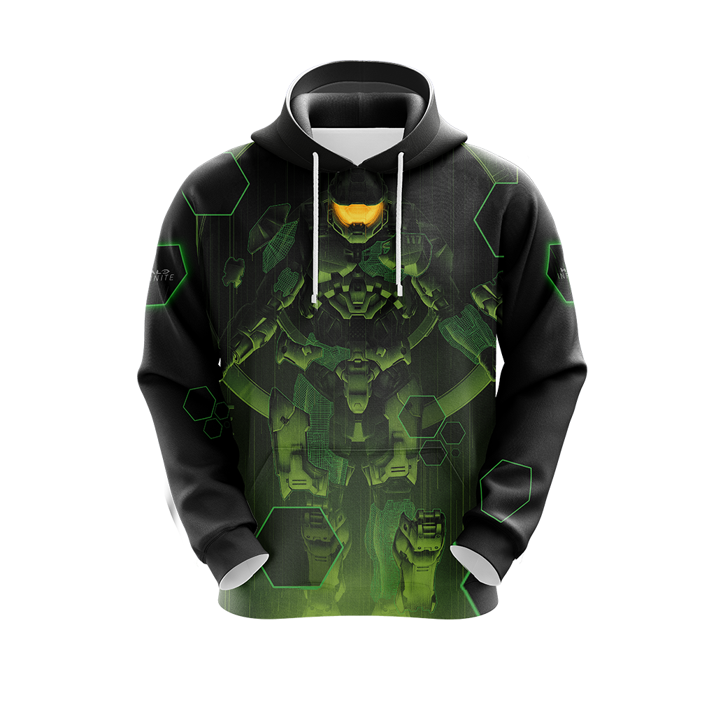 Halo Hoodie Halo Infinite Masterchief Silhouetee T-Shirt Black Green Unisex - Trendy Gift For Men & Women