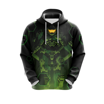 Halo Hoodie Halo Infinite Masterchief Silhouetee T-Shirt Black Green Unisex - Trendy Gift For Men & Women