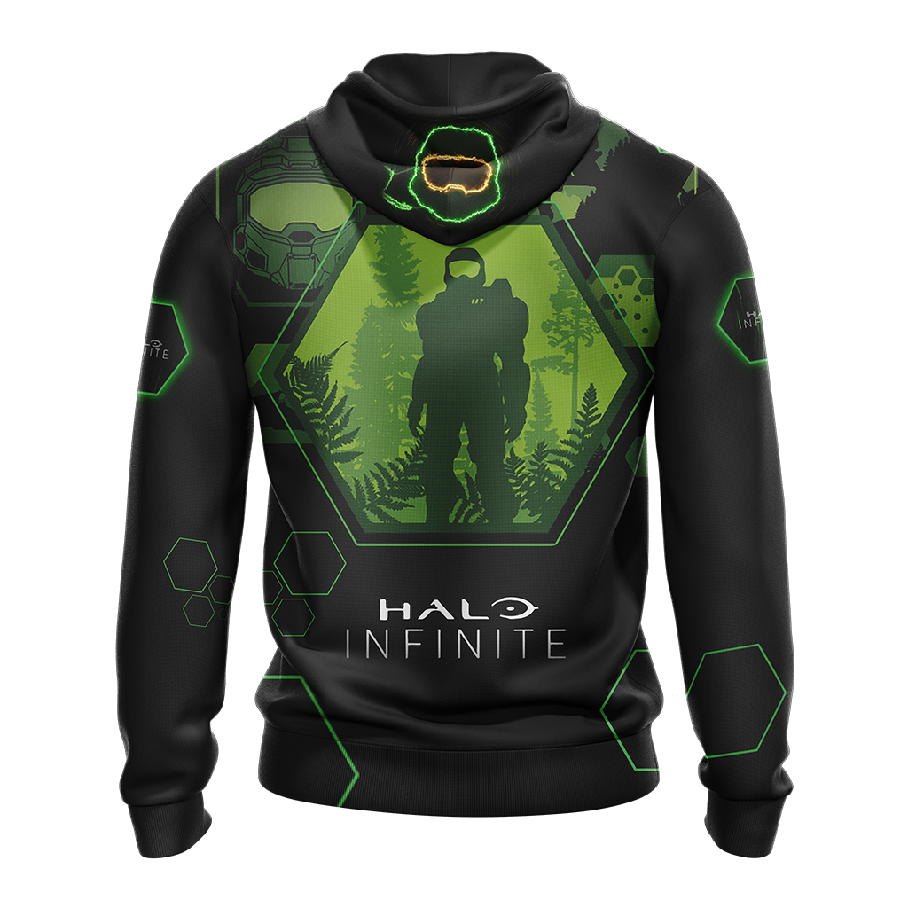 Halo Hoodie Halo Infinite Masterchief Silhouetee T-Shirt Black Green Unisex - Trendy Gift For Men & Women