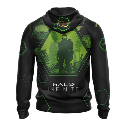 Halo Hoodie Halo Infinite Masterchief Silhouetee T-Shirt Black Green Unisex - Trendy Gift For Men & Women