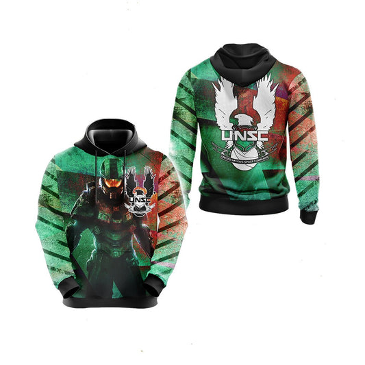 Halo Hoodie Unsc United Nations Space Command Hoodie Green Unisex - Cozy Hoodie For Cold Weather