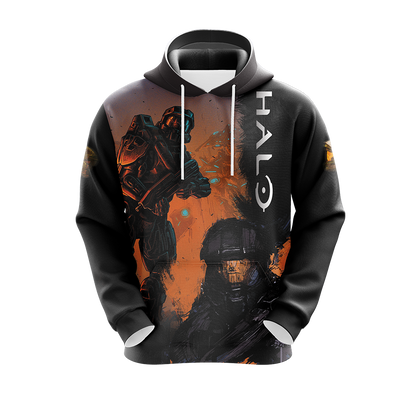 Halo Hoodie Halo Masterchief Graphic Painting Hoodie Black Orange Unisex - Cozy Hoodie For Cold Weather