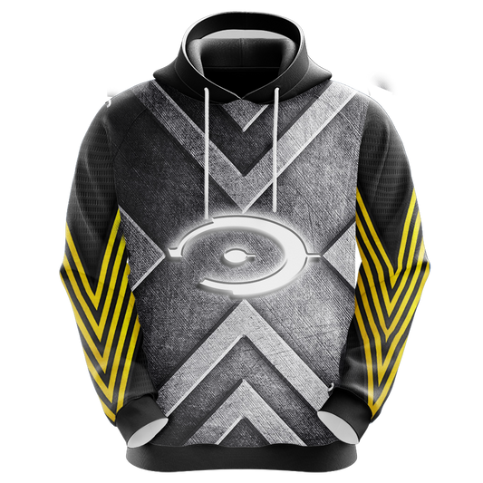 Halo Hoodie Halo Logo And Helmet Symbol Hoodie Yellow Gray Unisex - Cozy Hoodie For Cold Weather
