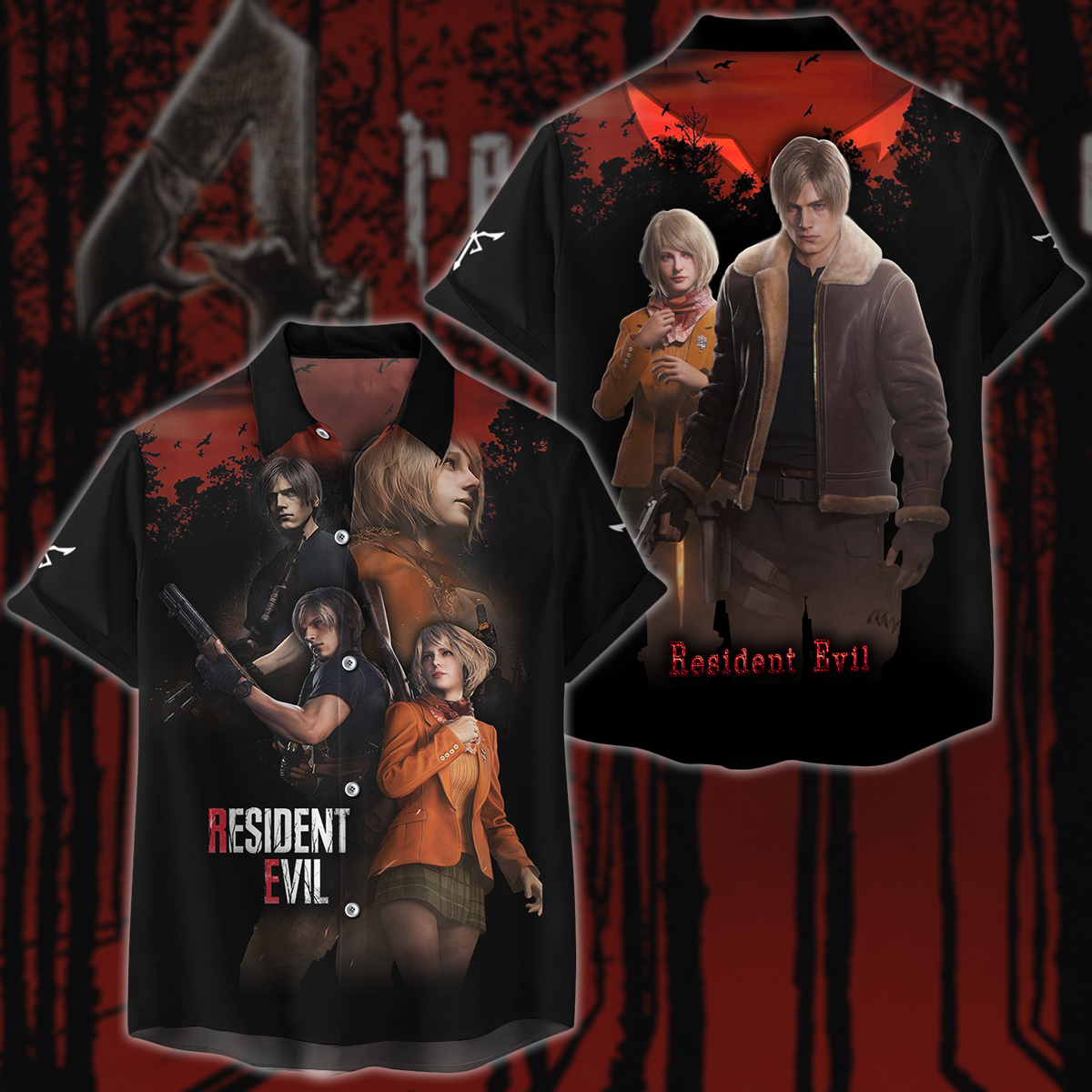 Resident Evil: Leon & Ashley Video Game 3D All Over Printed Pullover Hawaiian Beach Sleeveless