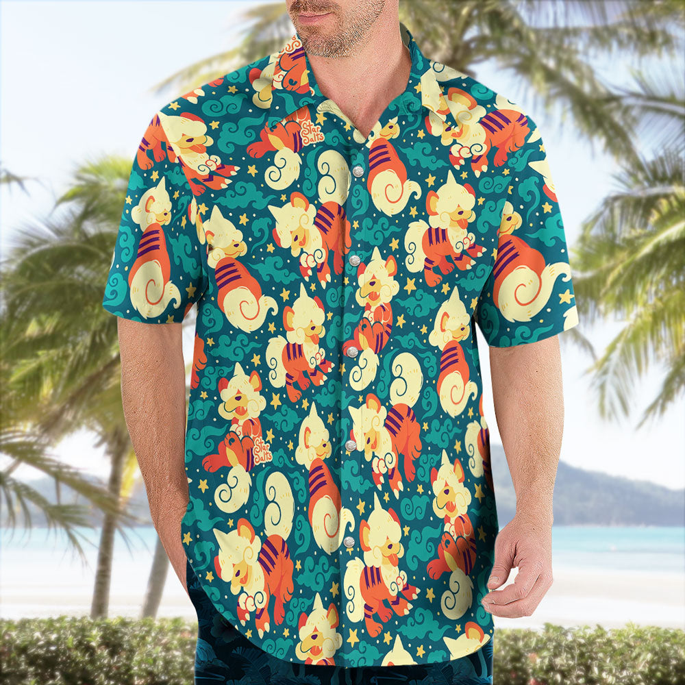 Hisuian Growlithe Pokémon Button Up Hawaiian Shirt