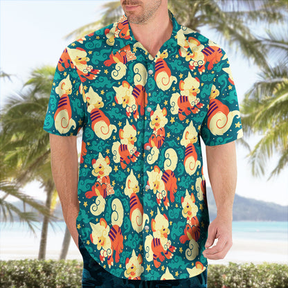 Hisuian Growlithe Pokémon Button Up Hawaiian Shirt