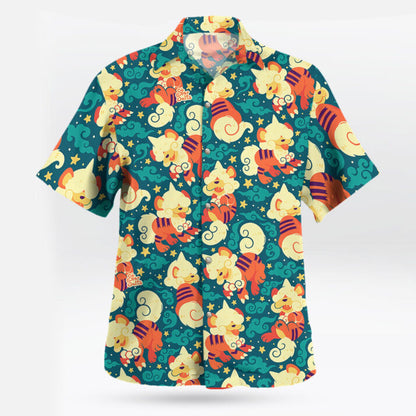 Hisuian Growlithe Pokémon Button Up Hawaiian Shirt