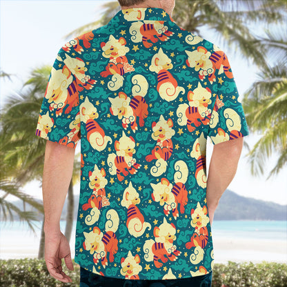 Hisuian Growlithe Pokémon Button Up Hawaiian Shirt