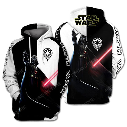 SW Hoodie SW Darth Vader Galactic Empire Symbol Black White Hoodie Apparel  
