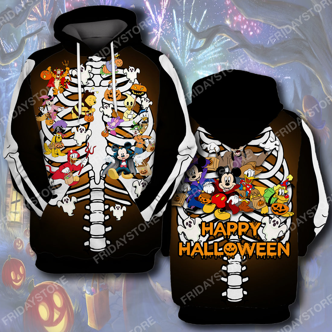  DN T-shirt Disney Characters Happy Halloween Party Bone T-shirt Awesome High Quality DN Hoodie Sweater Tank