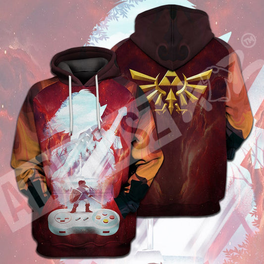  Legend Of Zelda Shirt Link Hyrule's Symbol Fire Console Red T-shirt Legend Of Zelda Hoodie 