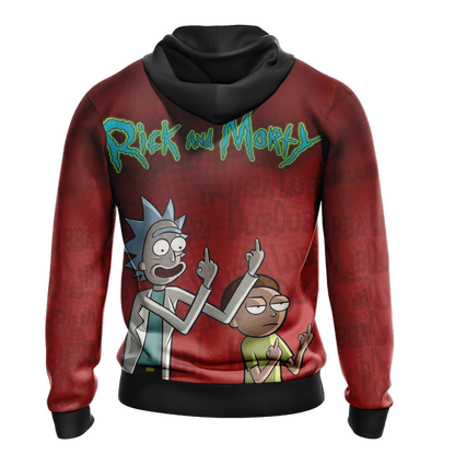  Rick And Morty Hoodie Rick And Morty Ugly Fingers Red Hoodie Apparel For Fan  