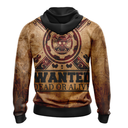  One Piece Hoodie One Piece Wanted Dead Or Alive Hoodie Anime Clothing   