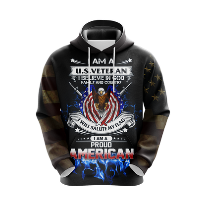 Veteran Hoodie I Believe In God Family And Country Hoodie Black Unisex - Cozy Hoodie For Cold Weather