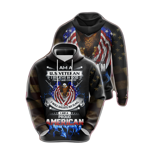 Veteran Hoodie I Believe In God Family And Country Hoodie Black Unisex - Cozy Hoodie For Cold Weather