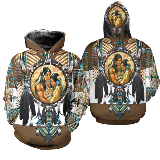 Native American Hoodie Indian Tribe Native American Couple Hoodie Brown Unisex - Cozy Hoodie For Cold Weather