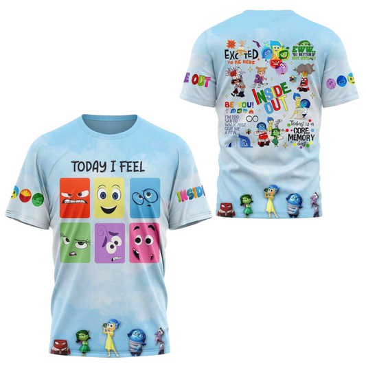 Inside Out T-Shirt Today I Feel Excited To Be Here T-Shirt Blue Unisex - Trendy Gift For Men & Women