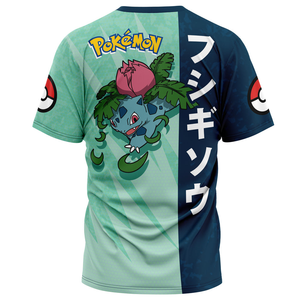 Pokemon T-Shirt Pokemon Ivysaur Attack Pose T-Shirt Blue Green Unisex - Trendy Gift For Men & Women