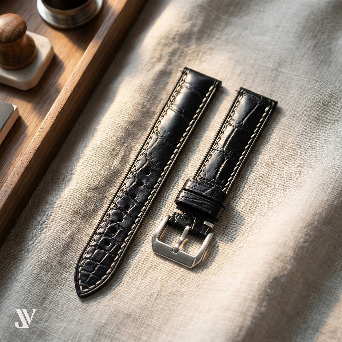 Padded Alligator Black — styled scene