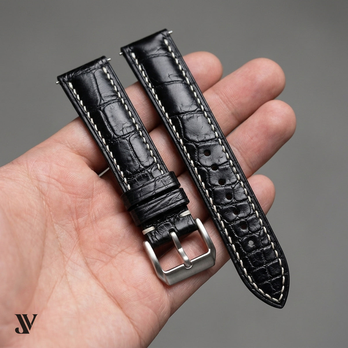 Padded Alligator Black — shown on watch