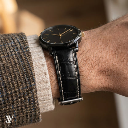 Padded Alligator Black — shown on watch