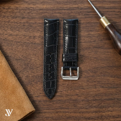 Justvero Black Watch Strap - Premium Standard Alligator Leather — styled scene