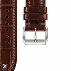 Dark Brown Alligator Leather Watch Strap — buckle detail