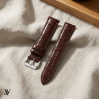 Dark Brown Alligator Leather Watch Strap — styled scene
