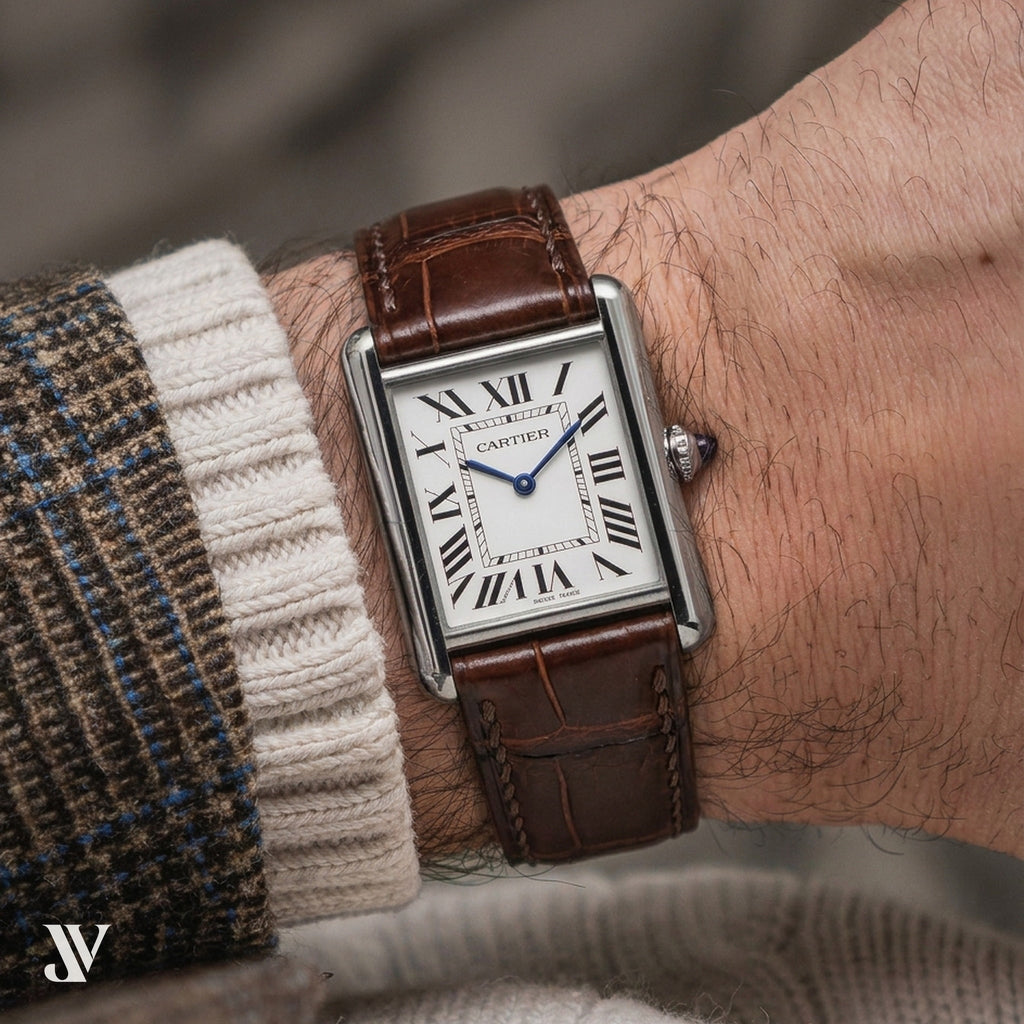 Dark Brown Alligator Leather Watch Strap — shown on watch