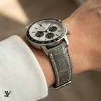 Justvero Dark Gray Standard Alligator Leather Watch Band — shown on watch