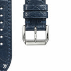 Navy Blue Alligator Leather Watch Strap — buckle detail