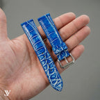 Ocean Blue Standard Alligator Watch Strap by Justvero — shown on watch