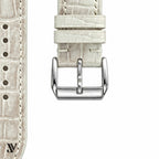 White Alligator Leather Watch Strap — buckle detail