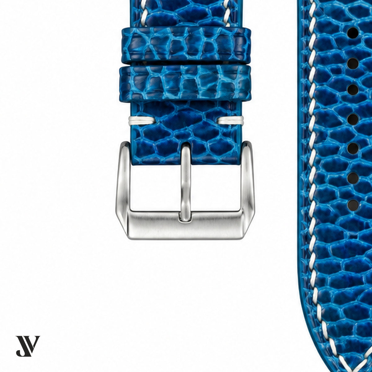 Blue Beaver Leather Watch Strap — buckle detail