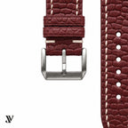 Burgundy Beaver Leather Watch Strap — buckle detail