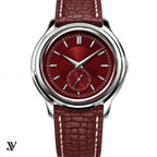 Burgundy Beaver Leather Watch Strap — shown on watch