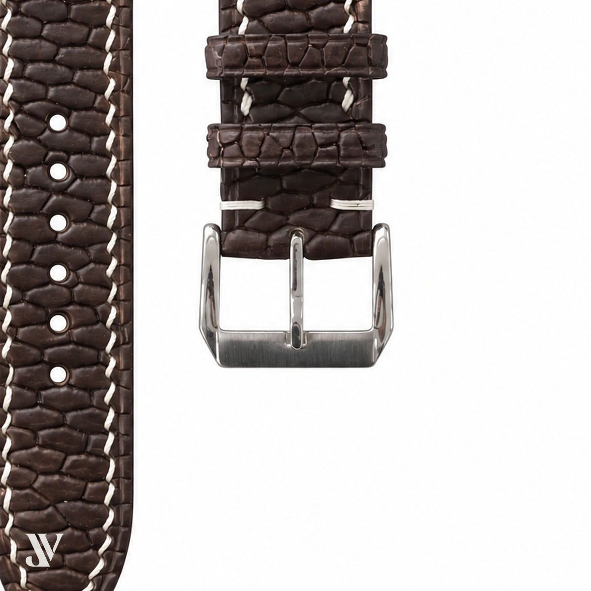 Chocolate Brown Beaver Leather Watch Strap — buckle detail