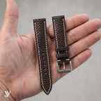 Chocolate Brown Beaver Leather Watch Strap — shown on watch