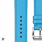 Light Blue Epsom Leather Watch Strap — stitching detail